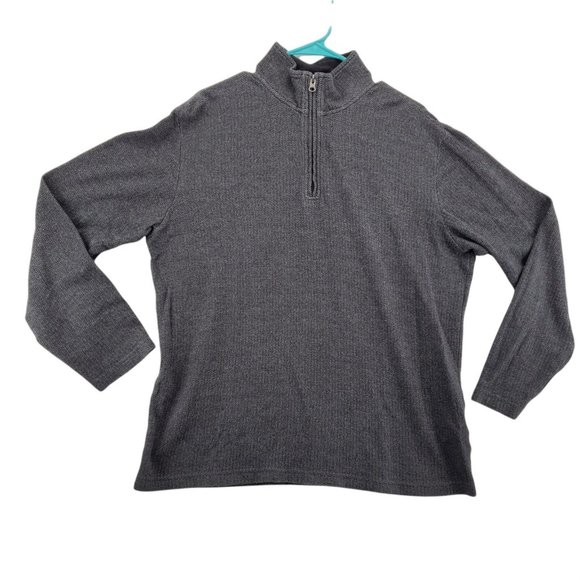 CHAPS Sweater Men's 1/4 Zip Long Sleeve High Neck Pullover Gray Medium - Picture 1 of 12